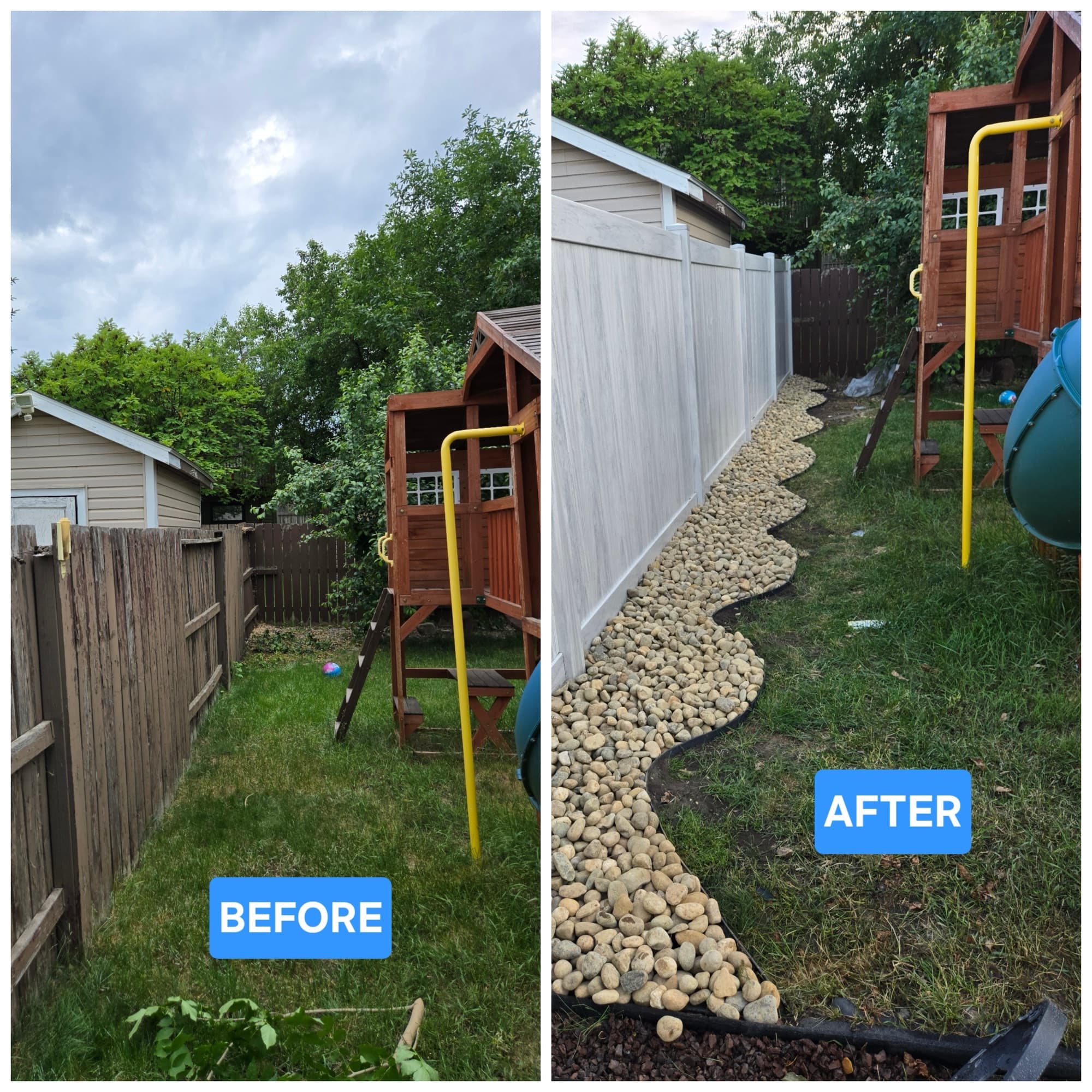 Backyard rock stream feature — Willowgrove, Saskatoon